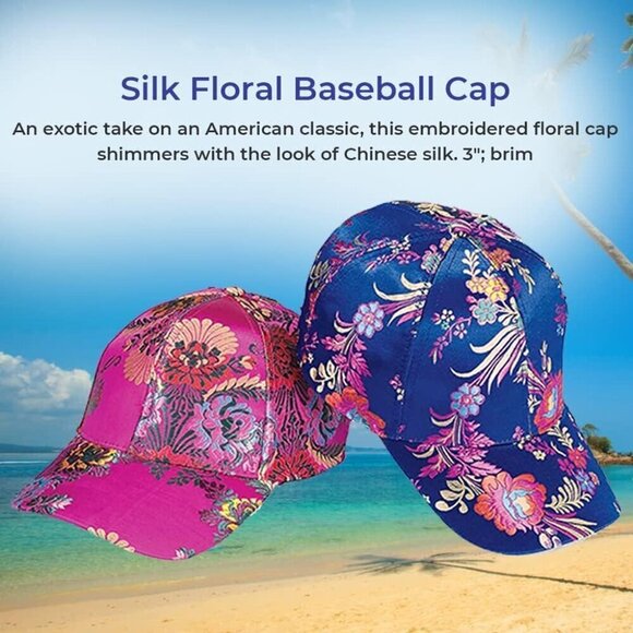 Silk Floral Baseball Cap Women\'s Adjustable 3 Brim Embroidered Cap Blue main image 6